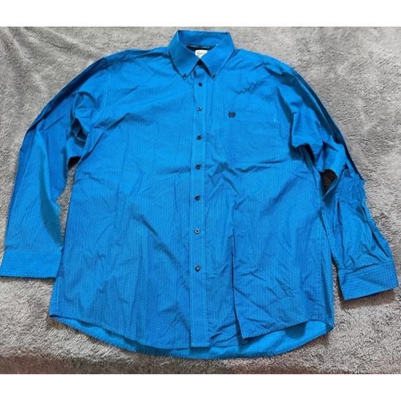 Cinch Other - Cinch Shirt Mens L Blue Chest Pocket Logo Western Cowboy All Over Print